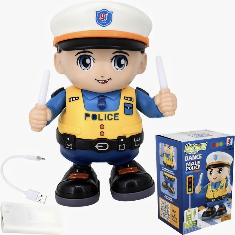Dancing Police Officer Toy – Musical Moving Police with USB Charging
