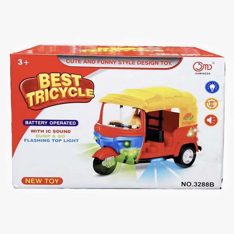 Battery Operated Kids’ Electric Tricycle – Bump & Go with Flashing Lights & Sound