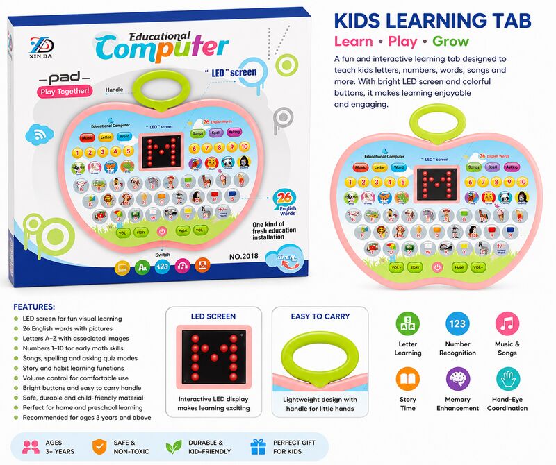 Kids Educational Learning Computer Pad – LED Screen, ABC & Number Learning Toy