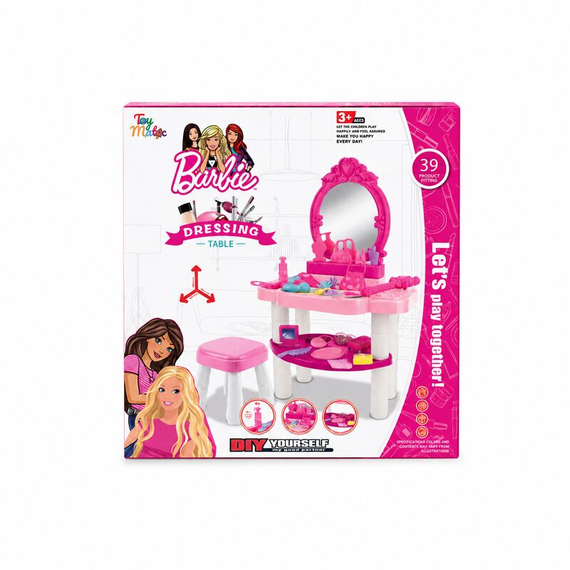 Barbie Pretend Play Vanity Dressing Table Toy Set with Stool