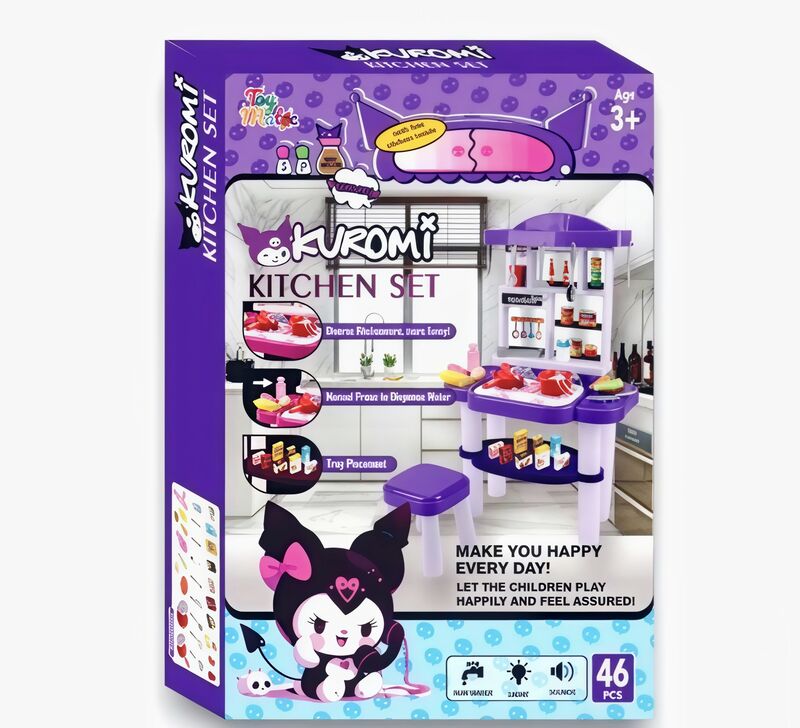 Kuromi Happy Little Kitchen Theme Pretend Play Toy Set (46 Pieces)